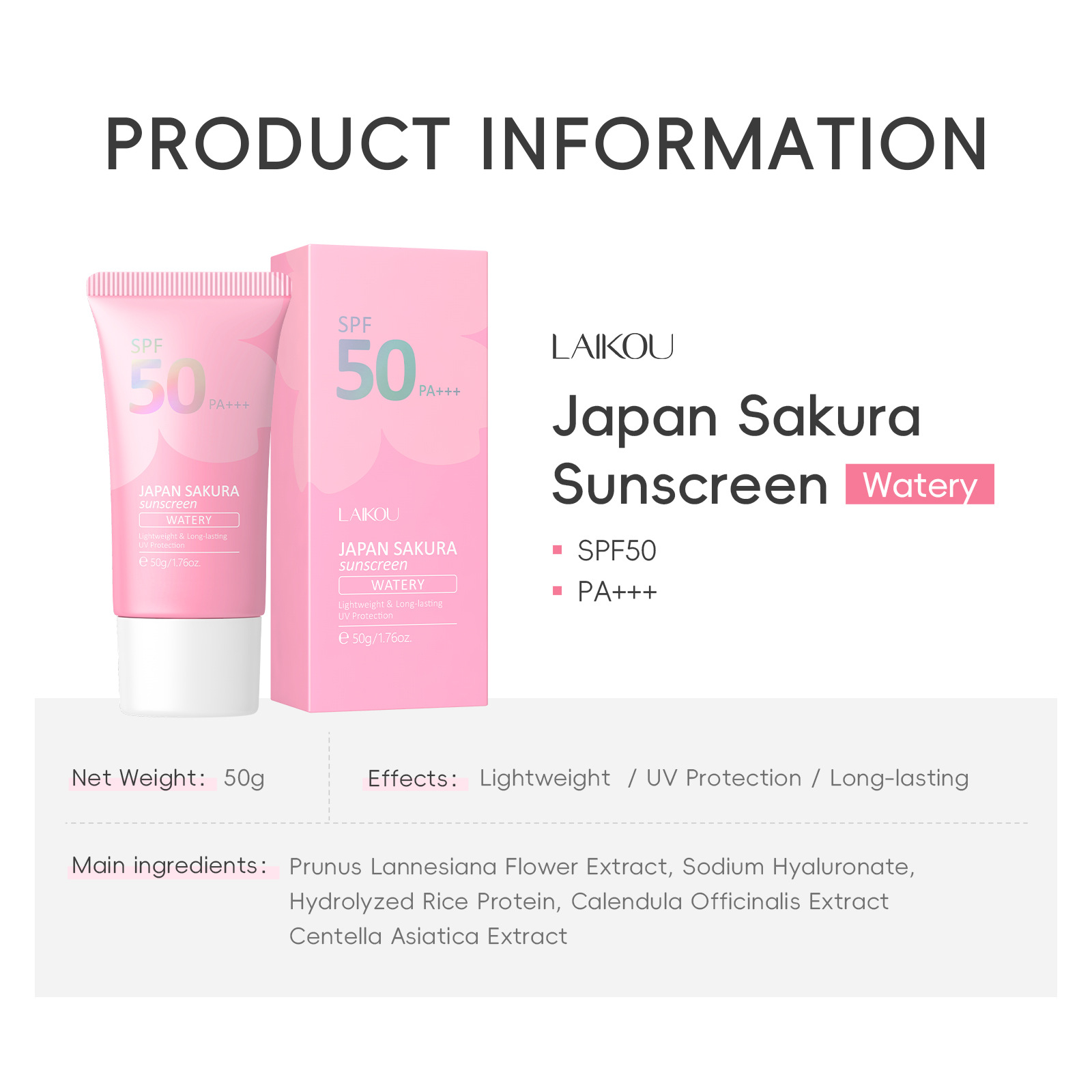 LAIKOU Sakura SPF50 PA+++ Lozi - Spf 50 Sunscreen recensione e prezzo